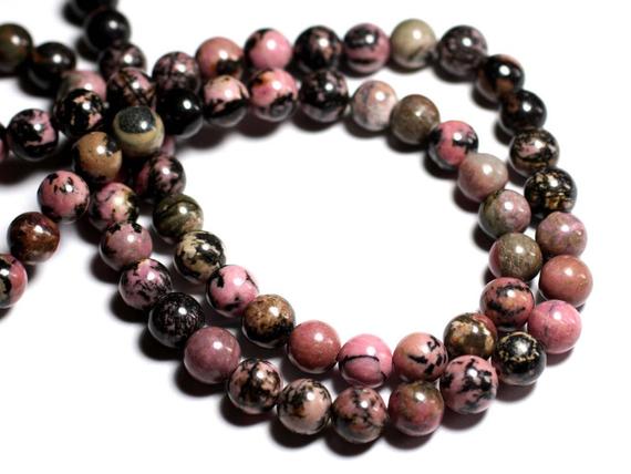 2pc - Perles De Pierre - Rhodonite Boules 12mm - 8741140000933