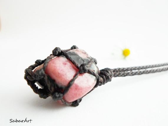 Rhodonite Pendant, Rhodonite Necklace, Rhodonite Jewelry, Rhodocrosite Jewelry, Chakra Jewelry, Dusty Pink, Healing Stones, Crystals, Boho