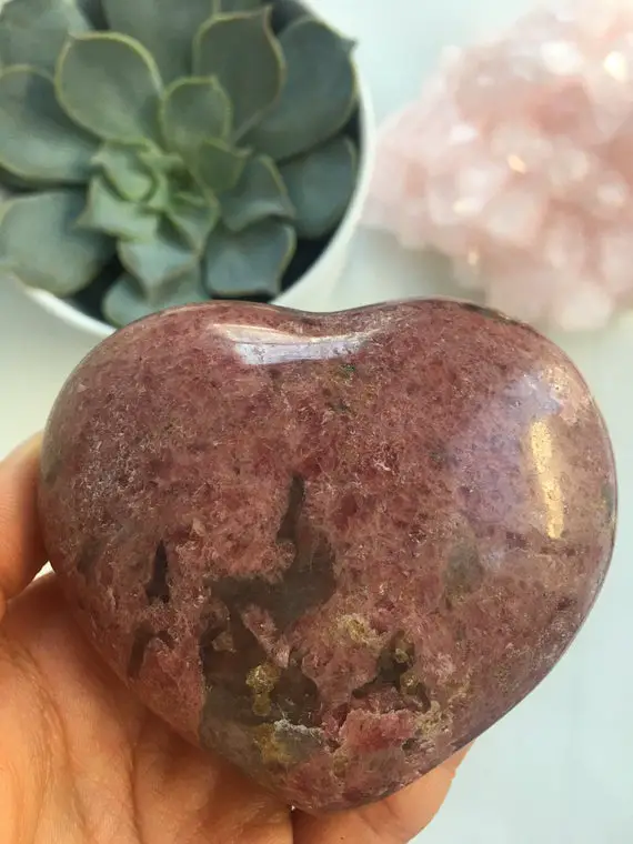 Large Rhodonite Heart, Rhodonite Crystal, Pink Rhodonite, Polished Rhodonite, Natural Rhodonite, Crystal Heart, Crystal Healing, Rhodonite