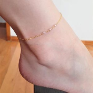 Rose Quartz Anklet, Dainty Ankle Bracelet /Handmade Jewelry/ Stacked Anklet, Rose Quartz Jewelry, Gold Chain Anklet, Silver Anklet, Minimal | Natural genuine Array bracelets. Buy crystal jewelry, handmade handcrafted artisan jewelry for women.  Unique handmade gift ideas. #jewelry #beadedbracelets #beadedjewelry #gift #shopping #handmadejewelry #fashion #style #product #bracelets #affiliate #ad