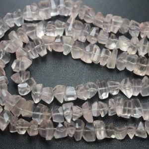 Shop Rose Quartz Chip & Nugget Beads! 7 Inch Strand,Natural Rose Quartz Faceted Fancy Nuggets  Shape Size 7-8mm | Natural genuine chip Rose Quartz beads for beading and jewelry making.  #jewelry #beads #beadedjewelry #diyjewelry #jewelrymaking #beadstore #beading #affiliate #ad