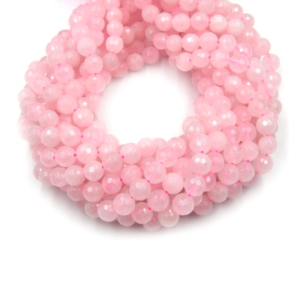 Faceted Rose Quartz Bead | Pink Round Faceted Finish Gemstone Beads | 4mm 6mm 8mm 10mm 12mm Available