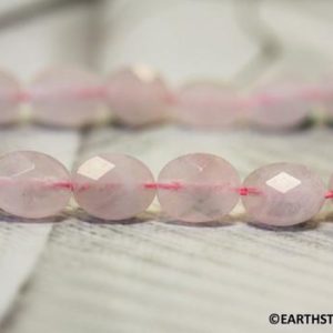 Shop Rose Quartz Faceted Beads! M/ Rose Quartz 8x10mm/ 10x14mm Faceted Flat Oval strand 16 inches long Matching pairs Pink Color gemstone beads Not Dyed | Natural genuine faceted Rose Quartz beads for beading and jewelry making.  #jewelry #beads #beadedjewelry #diyjewelry #jewelrymaking #beadstore #beading #affiliate #ad