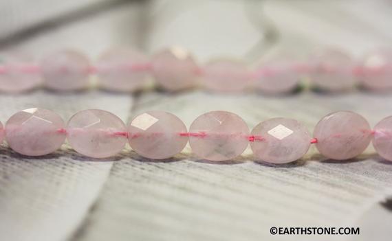 M/ Rose Quartz 8x10mm Faceted Flat Oval Beads 16" Strand Enhanced Pink Quartz Gemstone Beads For Jewelry Making