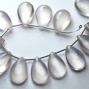 Shop Rose Quartz Bead Shapes! 5 Matched Pair, Side Drilled,Natural Rose Quartz Smooth Pear Shape Briolettes,Size 11x17mm | Natural genuine other-shape Rose Quartz beads for beading and jewelry making.  #jewelry #beads #beadedjewelry #diyjewelry #jewelrymaking #beadstore #beading #affiliate #ad