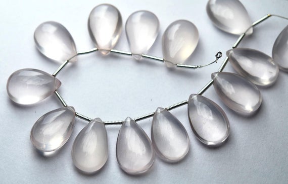 5 Matched Pair, Side Drilled,natural Rose Quartz Smooth Pear Shape Briolettes,size 11x17mm