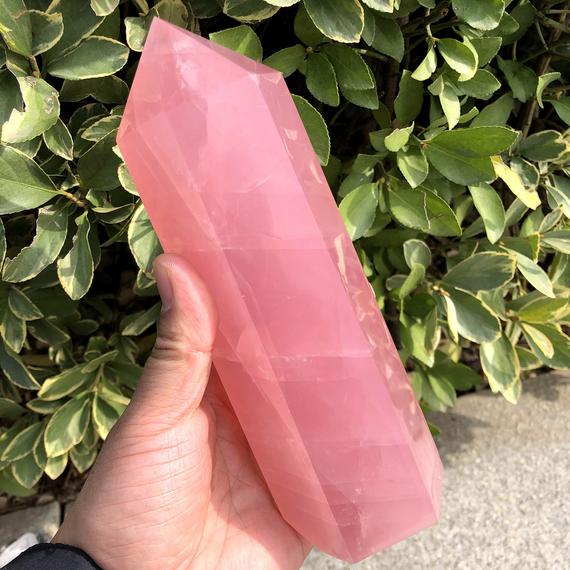 8.15"natural Rose Quartz Crystal Large Point/stunning Rare Himalayan Tibetan Dark Pink Quartz Big Tower/obelisk/reiki Healing/christmas Gift