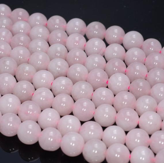 8mm Genuine Rose Quartz Gemstone Soft Pink Round Loose Beads 15 Inch Full Strand  Bulk Lot 1,2,6,12 And 50 (80004087-b110)