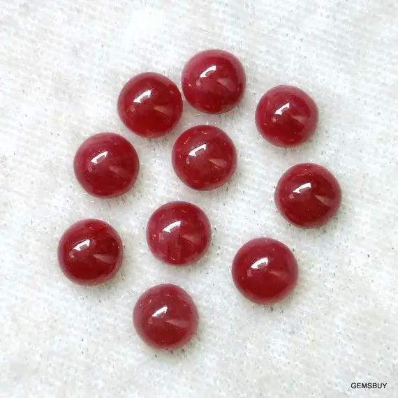 1 Pieces 8mm Ruby Cabochon Round Loose Gemstone, Unheated Or Untreated, 100% Natural Ruby Round Cabochon Loose Gemstone, Ruby Cabochon Gems