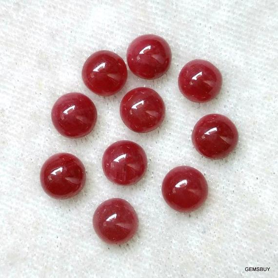 1 Pcs 7mm Ruby Cabochon Round Loose Gemstone, Unheated Or Untreated, 100% Natural Ruby Round Cabochon Loose Gemstone, Ruby Cabochon Gems
