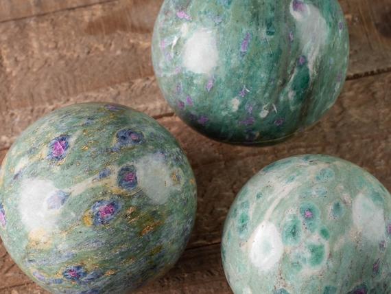 Ruby Fuchsite Crystal Sphere - Crystal Ball, Birthstone, Housewarming Gift, Home Decor, E0955