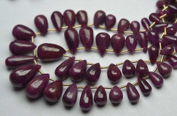 10 Pcs,finist Quality,natural Ruby Smooth Drops Shaped Briolettes. 9-10mm