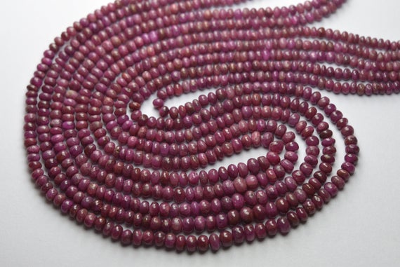 15 Inches Strand,natural Ruby Smooth Rondelles,size 3-4.5mm Approx