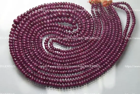 16 Inches Strands,finist Quality,natural Ruby Smooth Rondelles.size 3-6mm