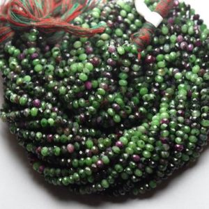 Shop Ruby Zoisite Faceted Beads! 13 Inches Strand,Natural Ruby ZOISITE Faceted Rondelles,Size 4.00mm Approx | Natural genuine faceted Ruby Zoisite beads for beading and jewelry making.  #jewelry #beads #beadedjewelry #diyjewelry #jewelrymaking #beadstore #beading #affiliate #ad