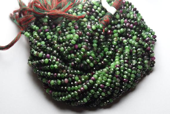 13 Inches Strand,natural Ruby Zoisite Faceted Rondelles,size 4.00mm Approx