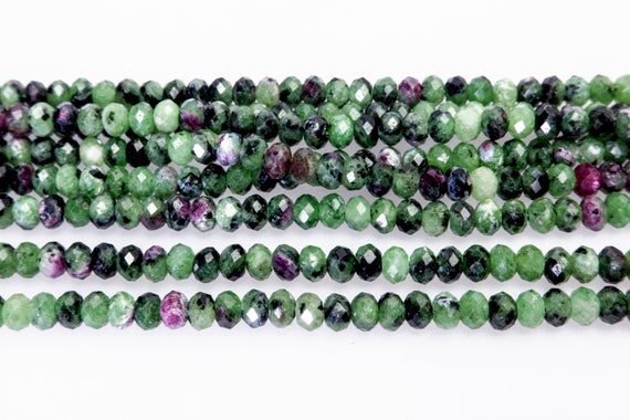 Natural Ruby Zoisite Rondelle Beads - Green And Red Zoisite Gemstone - Precious Gemstone Spacer Beads - 2x4mm Sepator Beads - 15 Inch