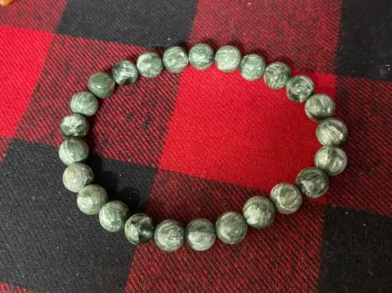 Russian Green Seraphinite Bracelet 8mm Beads
