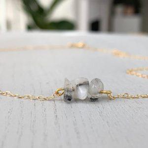 Dainty Raw Stone Necklace Gold Filled or Sterling Silver Crystal Healing Necklace for Women, Rutilated Quartz Necklace, Spiritual Necklace | Natural genuine Gemstone necklaces. Buy crystal jewelry, handmade handcrafted artisan jewelry for women.  Unique handmade gift ideas. #jewelry #beadednecklaces #beadedjewelry #gift #shopping #handmadejewelry #fashion #style #product #necklaces #affiliate #ad