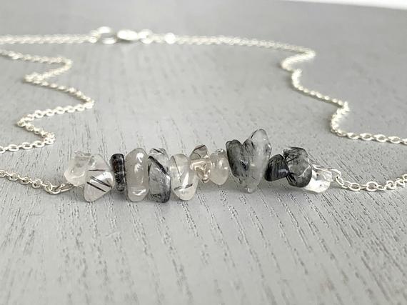 Raw Rutilated Quartz Necklace, Intuition Necklace Gold, Protection Necklace, Crystal Gift For Mom, Aunty, Sister, Her, Rough Quartz Necklace