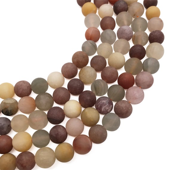 10mm Matte Multicolor Rutilated Quartz Beads, Round Gemstone Beads, Wholesale Beads