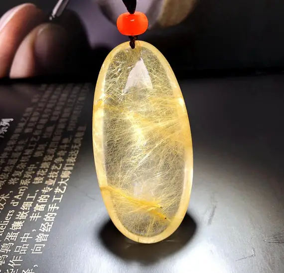 3.1"natural Golden Rutilated Quartz Hair Crystal Palm,tibetan Himalayan High Altitude Chakra Crystal,reiki Healing Palm,crystal For Her/his