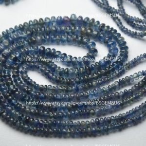 4mm 7" half strand blue genuine BURMESE SAPPHIRE faceted rondelle beads 2.5mm 