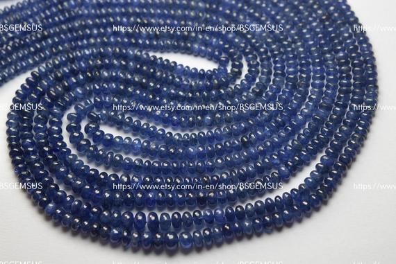 15 Inches Strand,superb-finest Quality,natural Burmese Blue Sapphire Smooth Rondelles,size.3-5.5mm