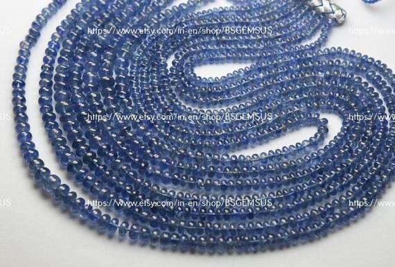 15 Inches Strand,superb-finest Quality,natural Burmese Blue Sapphire Smooth Rondelles,size.3-5mm