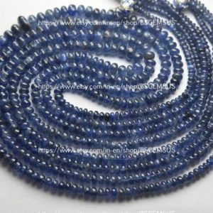 Shop Sapphire Rondelle Beads! 7 Inches Strand,Superb-Finest Quality,Natural Burmese Blue Sapphire Smooth Rondelles,Size.4-5mm | Natural genuine rondelle Sapphire beads for beading and jewelry making.  #jewelry #beads #beadedjewelry #diyjewelry #jewelrymaking #beadstore #beading #affiliate #ad