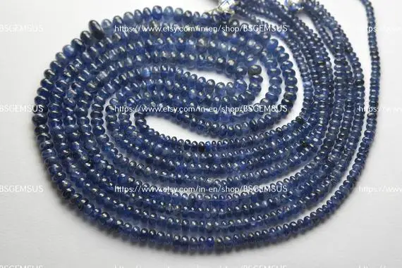 7 Inches Strand,superb-finest Quality,natural Burmese Blue Sapphire Smooth Rondelles,size.4-5mm