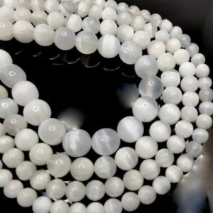 Shop Selenite Beads! Genuine Selenite Gemstone Grade AA Round 6mm 7mm 8mm 9mm 10mm 11mm Loose Beads 7.5 inch Half Strand (A276) | Natural genuine round Selenite beads for beading and jewelry making.  #jewelry #beads #beadedjewelry #diyjewelry #jewelrymaking #beadstore #beading #affiliate #ad