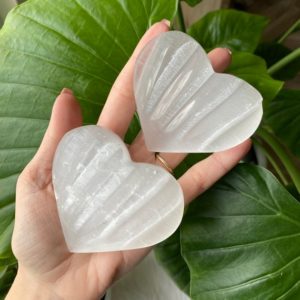 Shop Selenite Shapes! Scalloped selenite satin spar  heart, 3 1/2” selenite Hearts, protection stone, healing stone, love stone | Natural genuine stones & crystals in various shapes & sizes. Buy raw cut, tumbled, or polished gemstones for making jewelry or crystal healing energy vibration raising reiki stones. #crystals #gemstones #crystalhealing #crystalsandgemstones #energyhealing #affiliate #ad