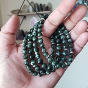 Grade A++ Seraphinite beaded bracelet, Healing bracelet, 5mm Crystals | Natural genuine Seraphinite bracelets. Buy crystal jewelry, handmade handcrafted artisan jewelry for women.  Unique handmade gift ideas. #jewelry #beadedbracelets #beadedjewelry #gift #shopping #handmadejewelry #fashion #style #product #bracelets #affiliate #ad