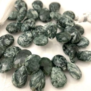 Shop Seraphinite Beads! Seraphinite faceted pears | Natural genuine faceted Seraphinite beads for beading and jewelry making.  #jewelry #beads #beadedjewelry #diyjewelry #jewelrymaking #beadstore #beading #affiliate #ad