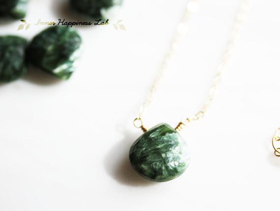 Seraphinite Necklace,  14k Gold Filled, Sterling Silver, Angel Stone, Healing Stone
