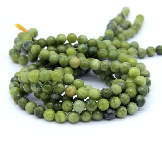Green Jade Serpentine Jade Beads 6mm 8mm 10mm Natural Olive Jade Beads Green Mala Beads Supplies Olive Gemstone Green Gemstone Beads