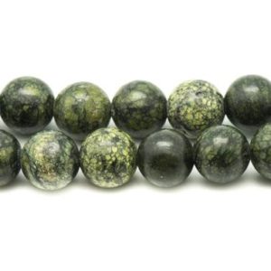 Shop Serpentine Bead Shapes! Thread 39cm 37pc env – Stone Beads – Serpentine Balls 10mm | Natural genuine other-shape Serpentine beads for beading and jewelry making.  #jewelry #beads #beadedjewelry #diyjewelry #jewelrymaking #beadstore #beading #affiliate #ad