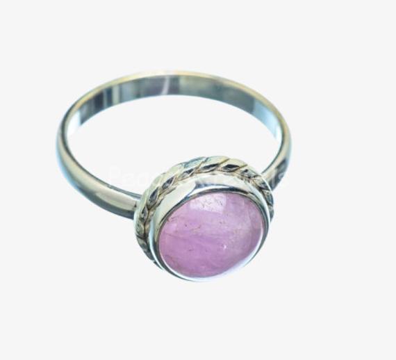 Simple Kunzite Ring, 925 Sterling Silver, Round Gemstone Jewelry, Pink Color Gemstone, Silver, Gift, Natural Gemstone, New Arrivals, Sale