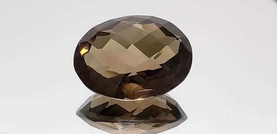 Smoky Quartz Checkerboard Faceted Oval Cut Gemstone 42.4ct. 27.1mm X 21.3mm X 13.5mm, Natural African Smoky Quartz. 2020 Stock Sharp Facets