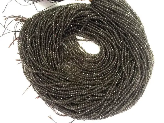 Natural Smoky Quartz Beads 2mm 3mm 4mm Faceted Beads Smoky Beads Smoky Tiny Beads Smoky Gemstone Small Smoky Quartz Tiny Brwon Bead Spacers