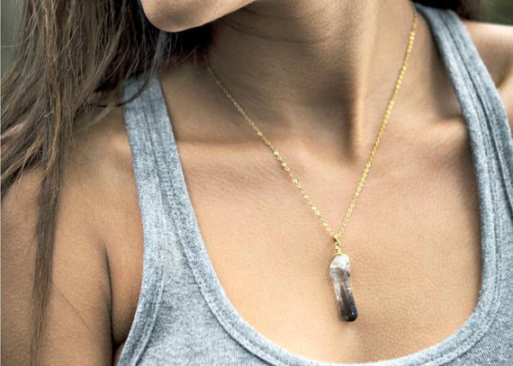 Smoky Quartz Necklace, Simple Gemstone Necklace, Gold Smoky Quartz Necklace, Bridesmaid Gifts, 14k Gold Filled, Smokey Quartz Necklace