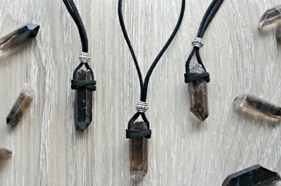 Smoky Quartz Necklace - Raw Smokey Quartz Jewelry - Rough Stone Necklace - Brown Gemstone Necklace For Men - Protection Necklace For Her