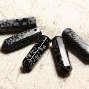 -Gemstone pendant – 1pc 30x8mm 4558550007292 point snowflake Obsidian | Natural genuine Snowflake Obsidian pendants. Buy crystal jewelry, handmade handcrafted artisan jewelry for women.  Unique handmade gift ideas. #jewelry #beadedpendants #beadedjewelry #gift #shopping #handmadejewelry #fashion #style #product #pendants #affiliate #ad
