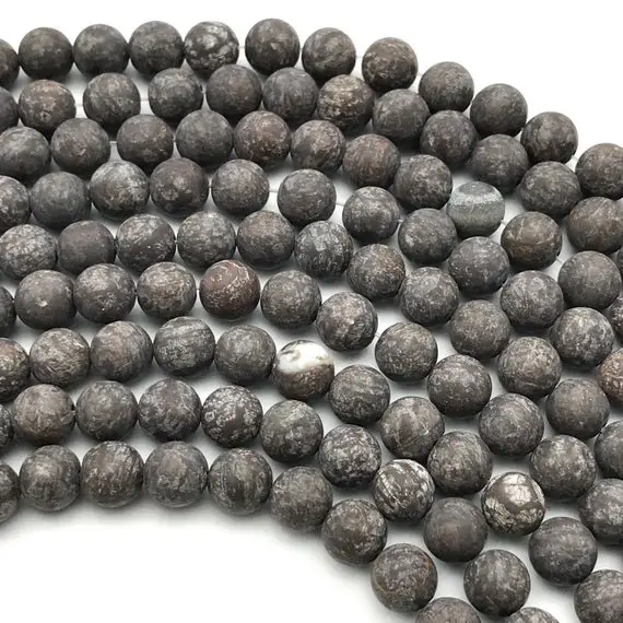 10mm Matte Brown Snowflake Obsidian Beads, Round Gemstone Beads, Wholesale Beads