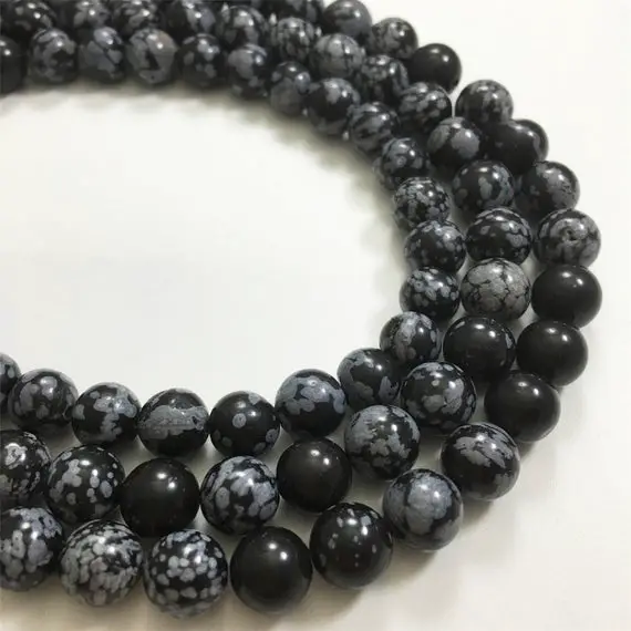 8mm Snowflake Obsidian Beads, Round Gemstone Beads, Wholesale Beads