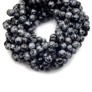 Shop Snowflake Obsidian Round Beads! Snowflake Obsidian Beads | Smooth Black Snowflake Obsidian Round Beads | 6mm 8mm 10mm | Loose Beads | Natural genuine round Snowflake Obsidian beads for beading and jewelry making.  #jewelry #beads #beadedjewelry #diyjewelry #jewelrymaking #beadstore #beading #affiliate #ad