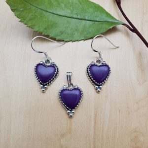 Shop Heart Shaped Earrings! SoCute925 Dainty Sugilite Earrings Sugilite Necklace Pendant | Sugilite Jewelry Set | Sugilite Heart Jewelry | Dainty Purple Heart Jewelry | Natural genuine Gemstone earrings. Buy crystal jewelry, handmade handcrafted artisan jewelry for women.  Unique handmade gift ideas. #jewelry #beadedearrings #beadedjewelry #gift #shopping #handmadejewelry #fashion #style #product #earrings #affiliate #ad
