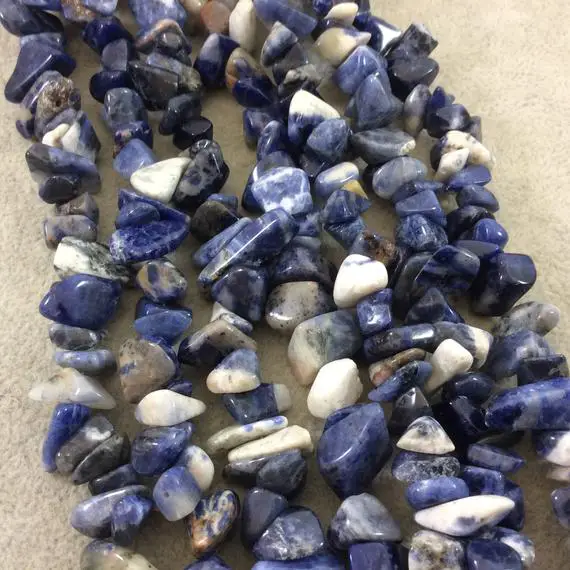 Natural Mixed Sodalite Chunky Nugget Shaped Beads With 1mm Holes - Sold By 16" Strands (approx. 75-80 Beads) - Measuring 10-15mm Wide