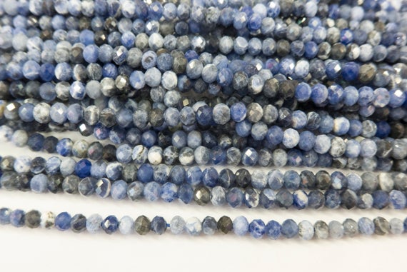 Small Sodalite Rondelle Beads - Blue Faceted Gemstone Abacus Beads - Stone Spacer Beads Wholesale - Jewelry Making Components -faceted Stone